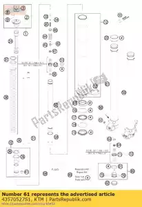 ktm 43570527S1 asklem r / s + buis cpl. - Onderkant