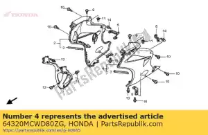 Honda 64320MCWD80ZG set cappuccio, l. fr. lato (wl - Il fondo