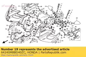 honda 64240MBBD40ZC conjunto de capucha, l. fr. (wl) * tipo3 * (tipo3) - Lado inferior