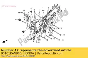 honda 90101KAN900 parafuso, flange, 10x198 - Lado inferior