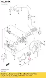 Here you can order the thermostat,water from Suzuki, with part number 1767033401: