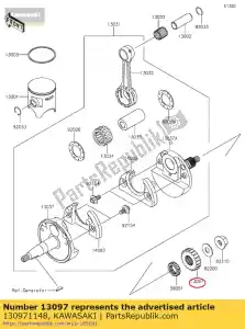 kawasaki 130971148 tandwiel primair spoor, 20t kx80-g1 - Onderkant