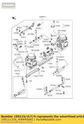 carburateur, lh van Kawasaki, met onderdeel nummer 150111336, bestel je hier online: