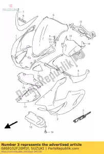 Suzuki 6868102F20M1F emblema, carenado - Lado inferior