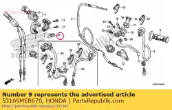 Ici, vous pouvez commander le curseur, câble d'accélérateur auprès de Honda , avec le numéro de pièce 53169MEB670: