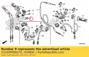 Honda 53169MEB670 controle deslizante, cabo do acelerador - Lado inferior