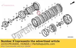 Aqui você pode pedir o placa, pressão da embreagem em Honda , com o número da peça 22351MCA000:
