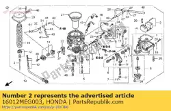 Aqui você pode pedir o conjunto de agulha, jato em Honda , com o número da peça 16012MEG003: