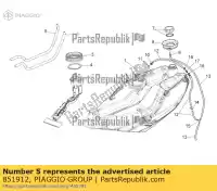 851912, Piaggio Group, dostawa rury paliwowej aprilia  mana na zd4rc000, zd4rca00, zd4rc001, zd4rcc00 zd4rcb00, zd4rcc01, zd4rce00 850 2007 2008 2009 2010 2011 2016, Nowy