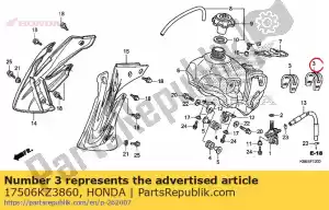 Honda 17506KZ3860 borracha, configuração do tanque de combustível - Lado inferior