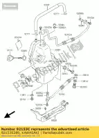 92153S289, Kawasaki, boulon, tuyau d'huile, 14x27 ksf400-a1 kawasaki kfx klv 400 1000 2004 2005 2006, Nouveau