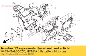 Honda 64354MALG30ZC conjunto de tampa, l. capuz inferior (w - Lado inferior