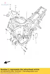 Suzuki 4110026E5128V cadre (rouge) - La partie au fond