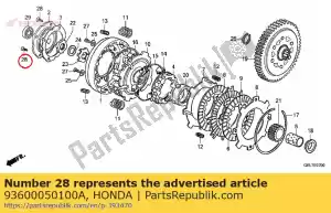 honda 93600050100A parafuso, plano, 5x10 - Lado inferior