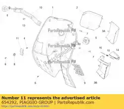 Aqui você pode pedir o placa traseira do protetor da perna que fixa o suporte central em Piaggio Group , com o número da peça 654292: