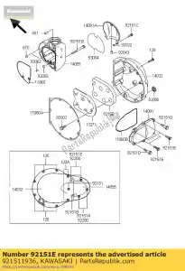 Kawasaki 921511936 parafuso, 6x22 - Lado inferior