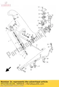 yamaha 5YU2581J0100 tuyau, frein 4 - La partie au fond