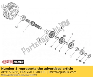 aprilia AP9150266 versnelling 4a su prim. z = 20 - Onderkant
