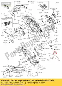 kawasaki 391560783 patin, capot latéral, lh zx1400fcf - La partie au fond