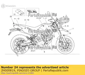 Piaggio Group 2H000819 decalque da tira da carenagem do lado esquerdo - Lado inferior