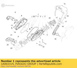 luchtfilter. Assy. Van Piaggio Group, met onderdeel nummer 1A003314, bestel je hier online: