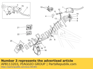 aprilia AP8113203 boulon en u du levier de frein - La partie au fond