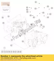 Aqui você pode pedir o caixa do motor cpl. 250/300 2012 em KTM , com o número da peça 55130000344: