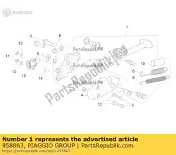 Here you can order the stand cpl. From Piaggio Group, with part number 858863: