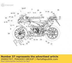 Aprilia 2H002707, Linker achterkuip dec. groente, OEM: Aprilia 2H002707