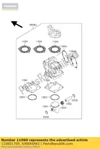 Kawasaki 110601769 junta, base do cilindro kx125-k4 - Lado inferior