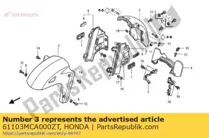 Honda 61103MCA000ZT fender,fr*pb356m* - Bottom side