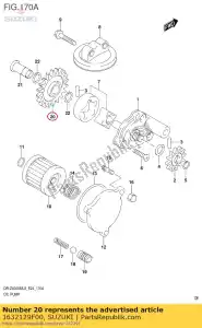 suzuki 1632129F00 engrenagem, bomba de óleo i - Lado inferior