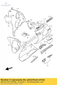 suzuki 6818102F10K8W emblema, bajo 