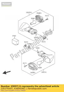 Kawasaki 23037S007 lamp-assy-signal,fr,rh - Bottom side