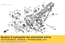 Qui puoi ordinare piastra, r. Fr. Blocco del motore da Honda , con numero parte 50181MS8000: