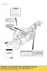 Suzuki 6833247HA0 etiqueta, inf inf llanta - Lado inferior