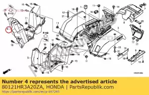 honda 80121HR3A20ZA mudguard, r. center *nh1* black - Bottom side