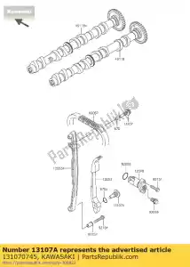 kawasaki 131070745 shaft,chain guide zr800ads - Bottom side