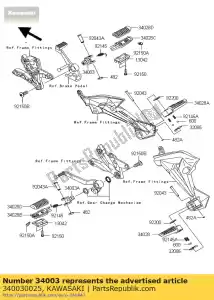 Kawasaki 340030025 houder-stap, fr, rh - Onderkant