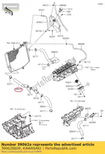 Kawasaki 390620609 refroidissement par tuyau, eau rad. - La partie au fond