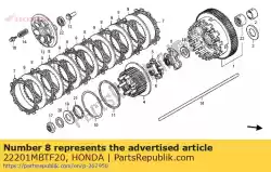 Aqui você pode pedir o disco, fricção da embreagem em Honda , com o número da peça 22201MBTF20: