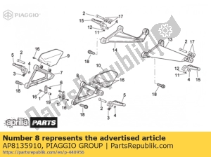 aprilia AP8135910 suporte esquerdo do apoio para os pés - Lado inferior