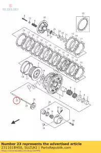 suzuki 2311018H00 rod,clutch push - Bottom side