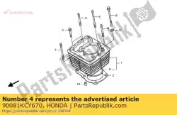 Aqui você pode pedir o parafuso, pino, 10x60 em Honda , com o número da peça 90081KCY670: