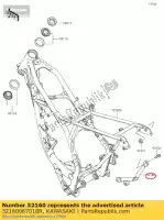 32160067018R, Kawasaki, frame-comp, sub, f.s.black kx85c kawasaki  kx 85 2014 2015 2016 2017 2018 2019 2020, Novo