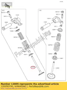 kawasaki 120050790 01 valve-exhaust - Bottom side