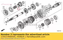 Aquí puede pedir engranaje, eje principal primero (19t) de Honda , con el número de pieza 23401HN8000: