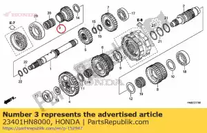 honda 23401HN8000 engrenagem, eixo principal primeiro (19t) - Lado inferior