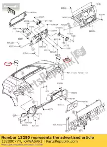 kawasaki 132800774 01 houder, beker - Onderkant