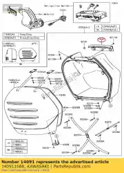 Qui puoi ordinare copertina, borsa laterale, coperchio da Kawasaki , con numero parte 140911688: